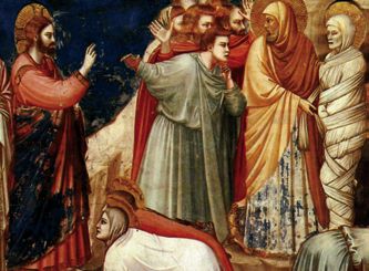 Giotto, La R&eacute;surrection de Lazare,         Cappelle degli Scrovegni, Padoue