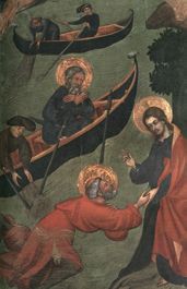 Lluis Borrassa, Saint Pierre marchant sur les eaux (1411-1413). Église Sant Pere, Terrasa
